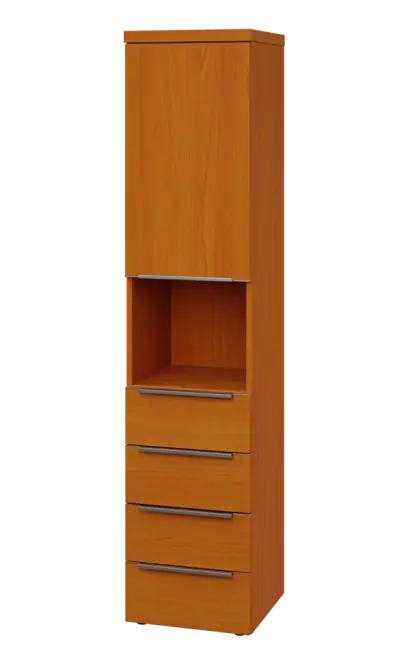 SIN 5 - 44ZND kancelářská skříň, 4-zásuvková/nika, 1-dveřová, levá, 1820x400x400, třešeň šumavská